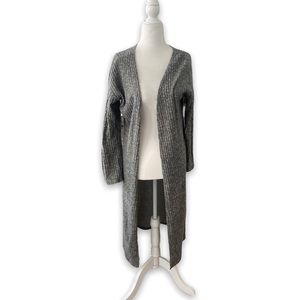 Long ribbed knit cardigan grey small
